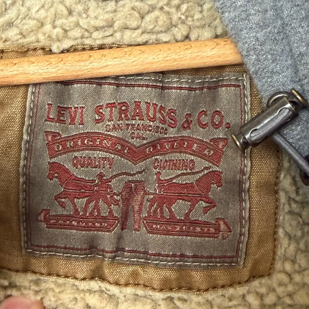 Levi's Men's Cotton Faux Shearling Utility Field Jacket - Brown XXXL